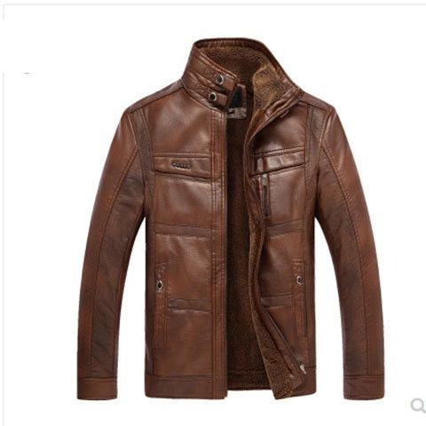 Men's Leather Jackets For Winter Jacket Men And Coats Leather Male Coat For Brand Men's Oblique Zipper Winter Down Biker Jacket