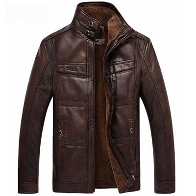 Men's Leather Jackets For Winter Jacket Men And Coats Leather Male Coat For Brand Men's Oblique Zipper Winter Down Biker Jacket