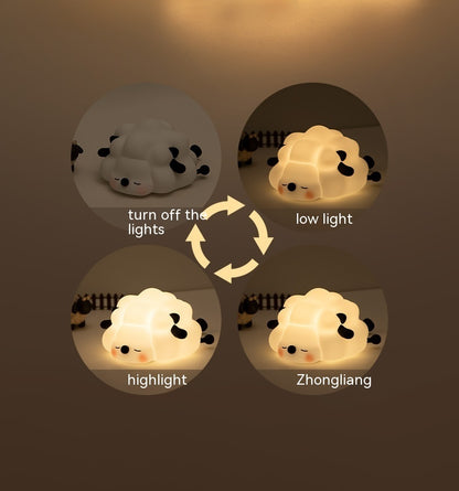 Cute Silicone Night Lights Sheep Cartoon Bedroom Lamp - Perfect for Children's Room Decor