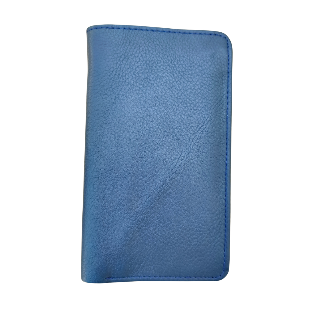 JINUS Dark Blue Leather Long Wallet - leather mens wallet