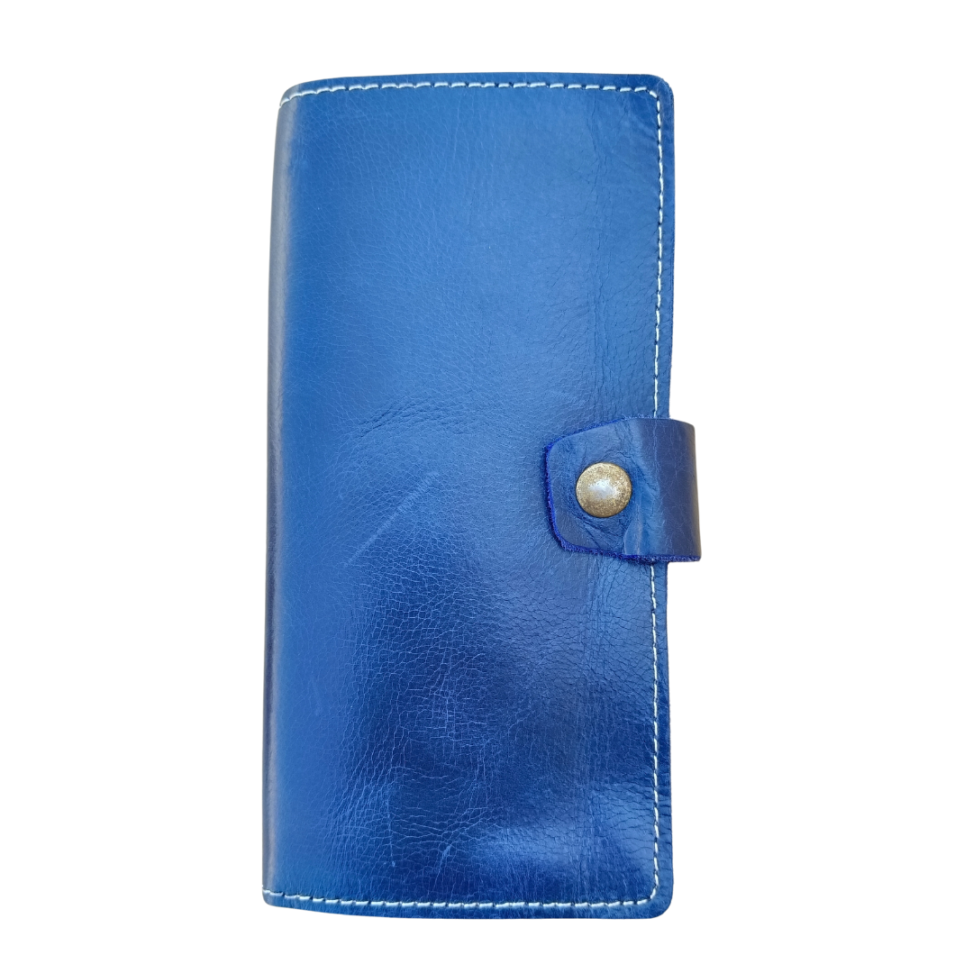 JINUS Navy Blue Leather Long Wallet - leather mens wallet