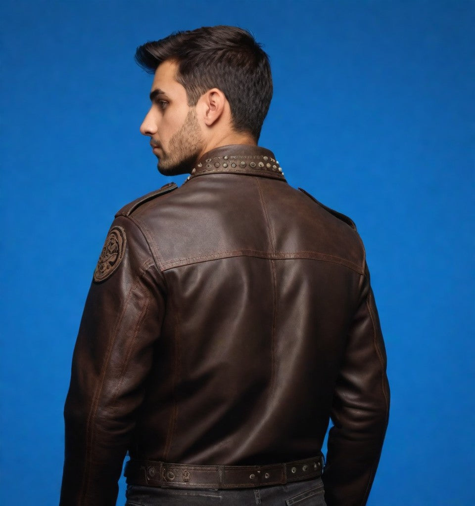 JINUS Brown Leather Jacket