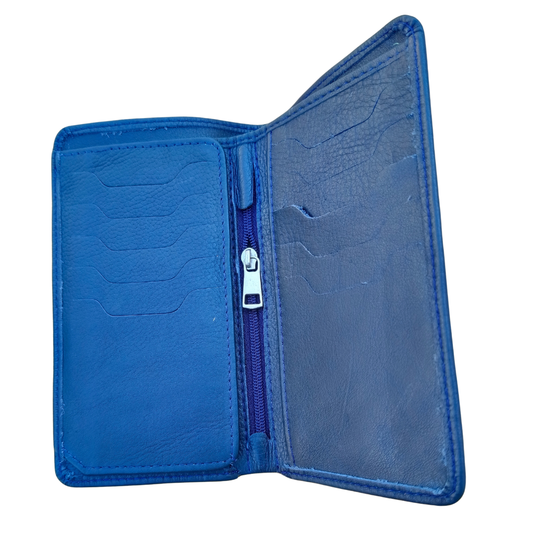 JINUS Dark Blue Leather Long Wallet - leather mens wallet