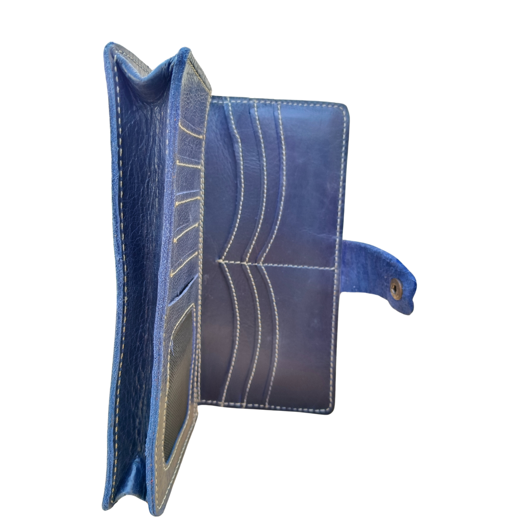 Refined Sophistication: JINUS Navy Blue Leather Long Wallet - The Ultimate Men's Accessory