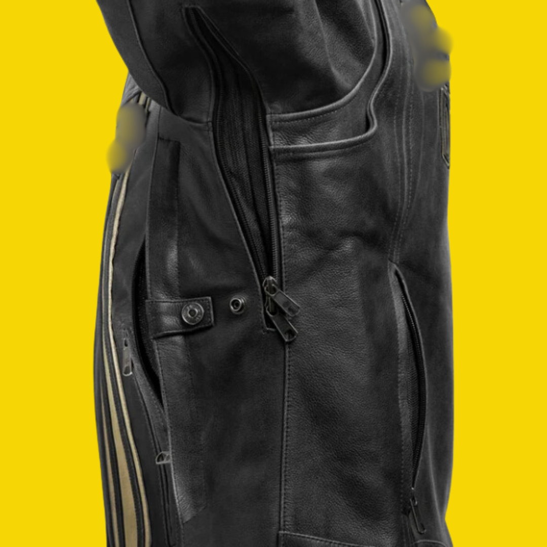 Rev Up Your Style: JINUS Black Biker Leather Jacket