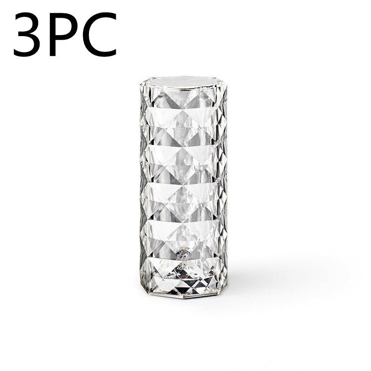 Elevate Your Space with the Nordic Crystal USB Table Lamp - Touch Dimming Diamond Night Light and Rose Projector