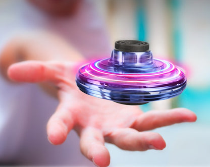Mini Fingertip Gyro Interactive Decompression Toy - LED UFO Flying Helicopter Spinner for Kids