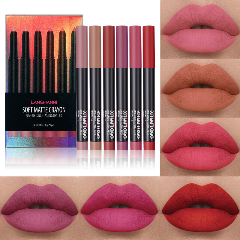 Luxurious Matte: Langmanni Makeup Lipstick Set of Six Stunning Matte Lipsticks