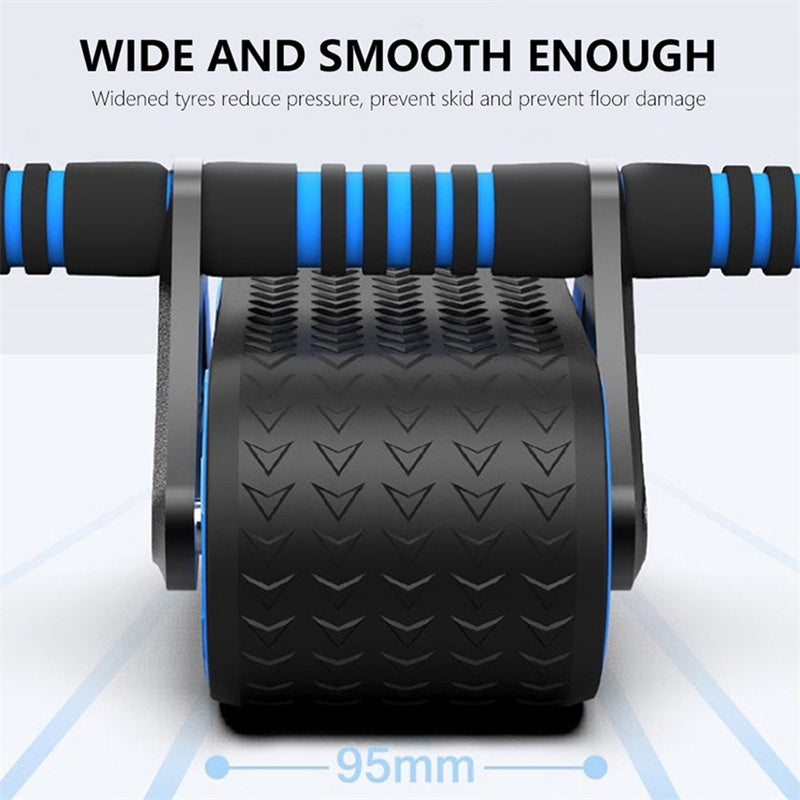 Double Wheel Abdominal Exerciser with Automatic Rebound - Ab Wheel Roller Waist Trainer for Women & Men - Perfect for Gym, Sports, and Home Workouts