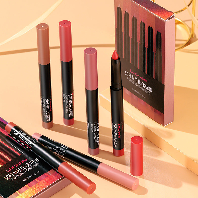 Luxurious Matte: Langmanni Makeup Lipstick Set of Six Stunning Matte Lipsticks