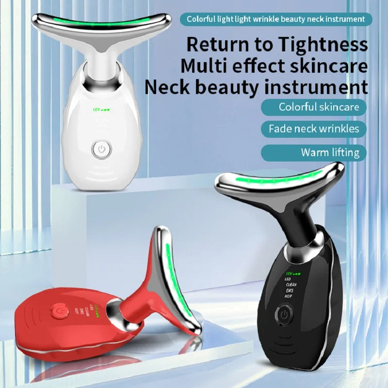 Radiant Rejuvenation: Colorful LED Photon Therapy Neck & Face Beauty Device for Youthful Skin