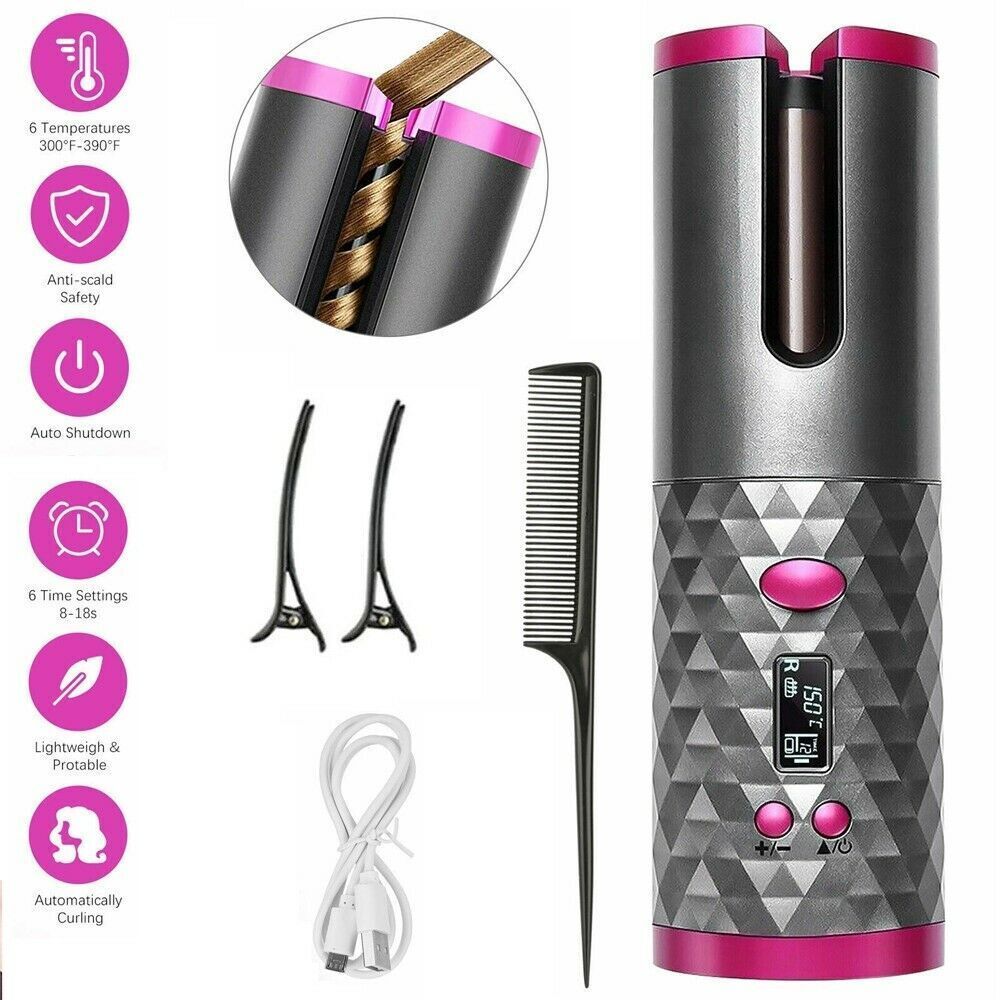 Effortless Elegance: Electric LCD Display Automatic Rotating Cordless Hair Curler