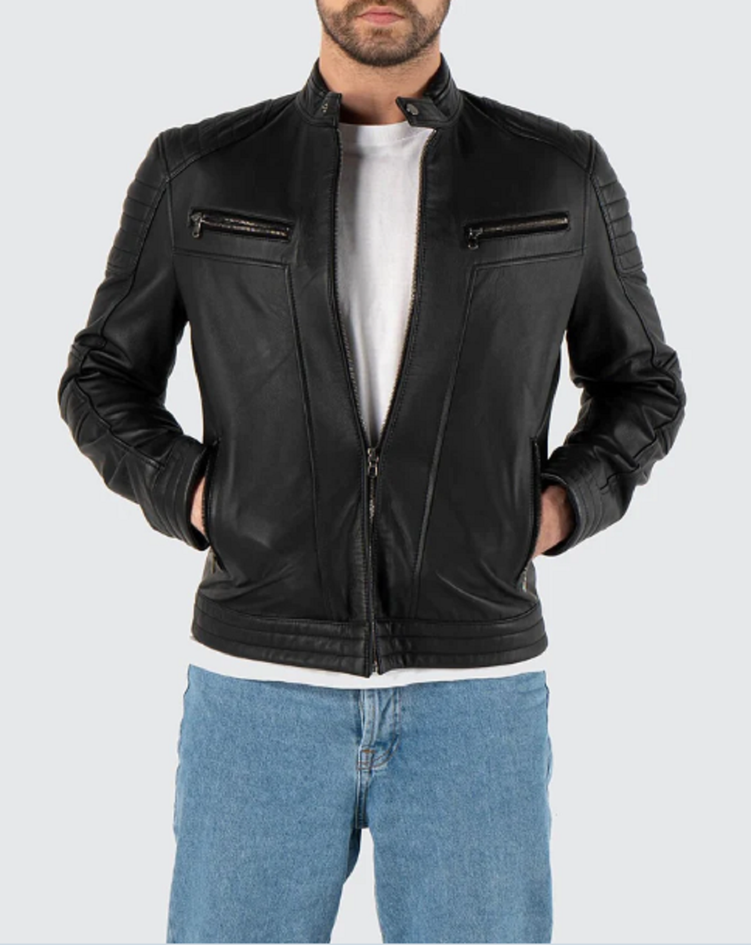 Elegance Meets Edge: JINUS Arturo Genuine Leather Black Men's Coat Jacket!