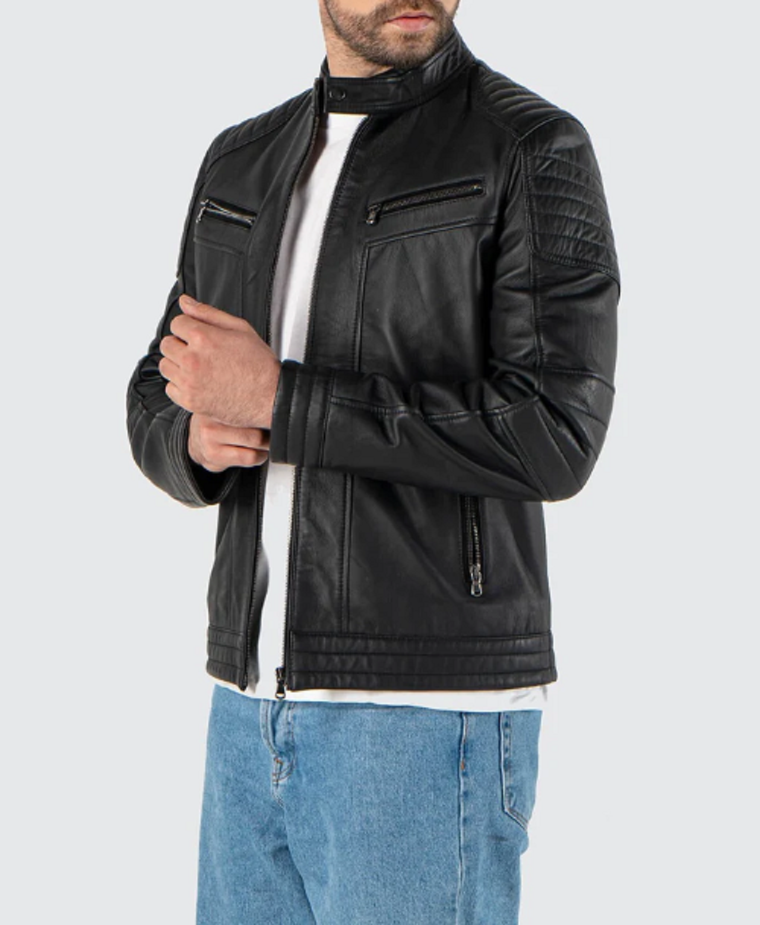 Elegance Meets Edge: JINUS Arturo Genuine Leather Black Men's Coat Jacket!