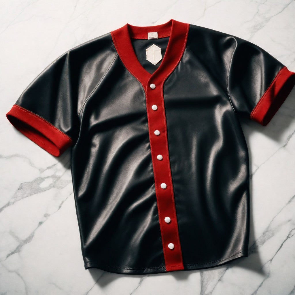 Custom Black Leather Jersey with Red Trim