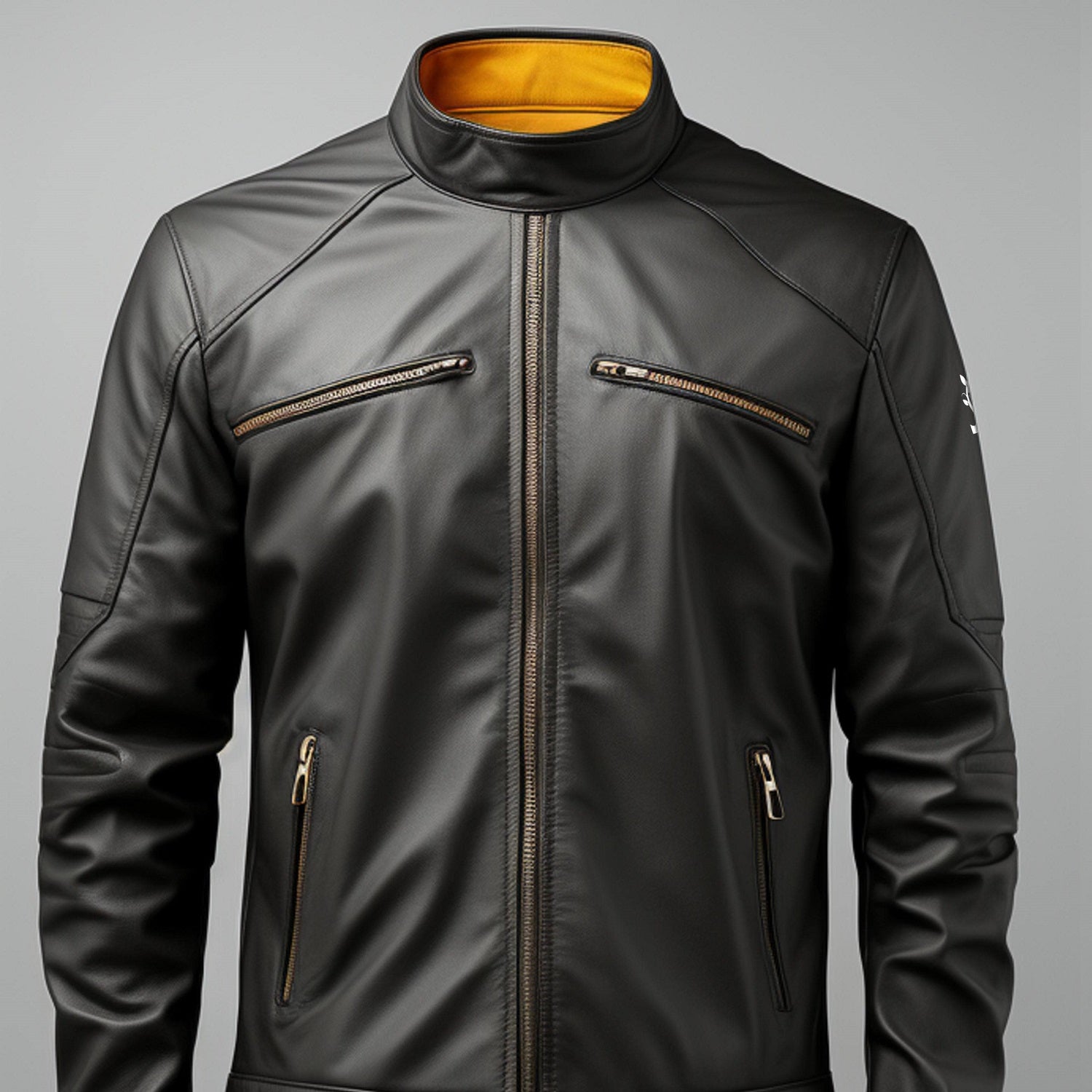 Plain-Black Leather Bomber Jacket - Jinus Emporium