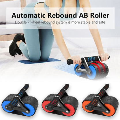 Double Wheel Abdominal Exerciser with Automatic Rebound - Ab Wheel Roller Waist Trainer for Women & Men - Perfect for Gym, Sports, and Home Workouts