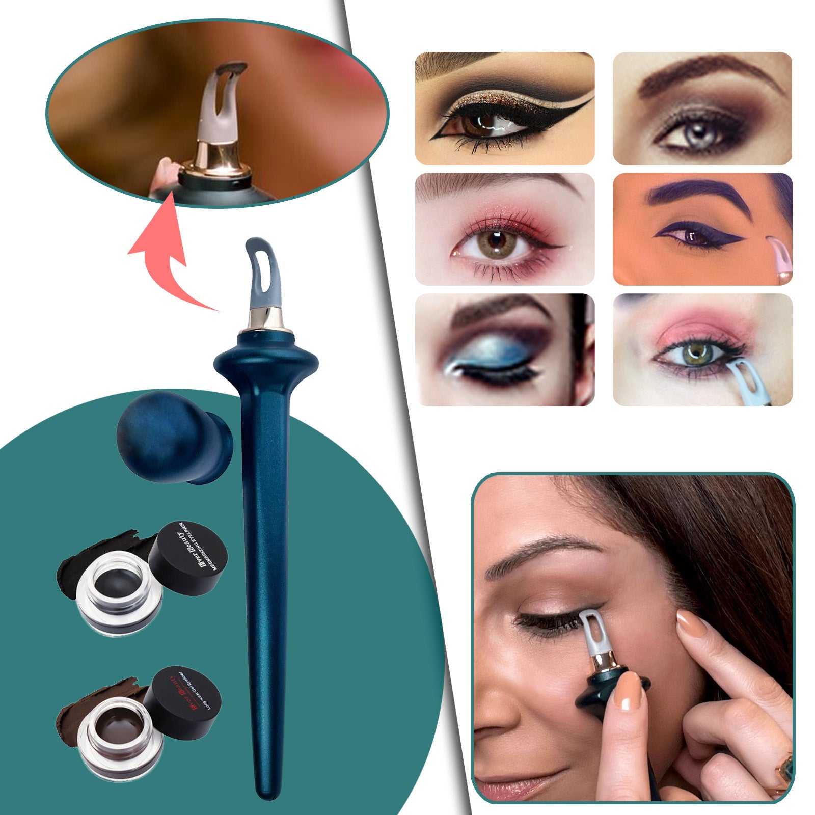 Perfect Precision: No-Skip Eyeliner Guide Tools with Reusable Silicone, Gel Pencil Set