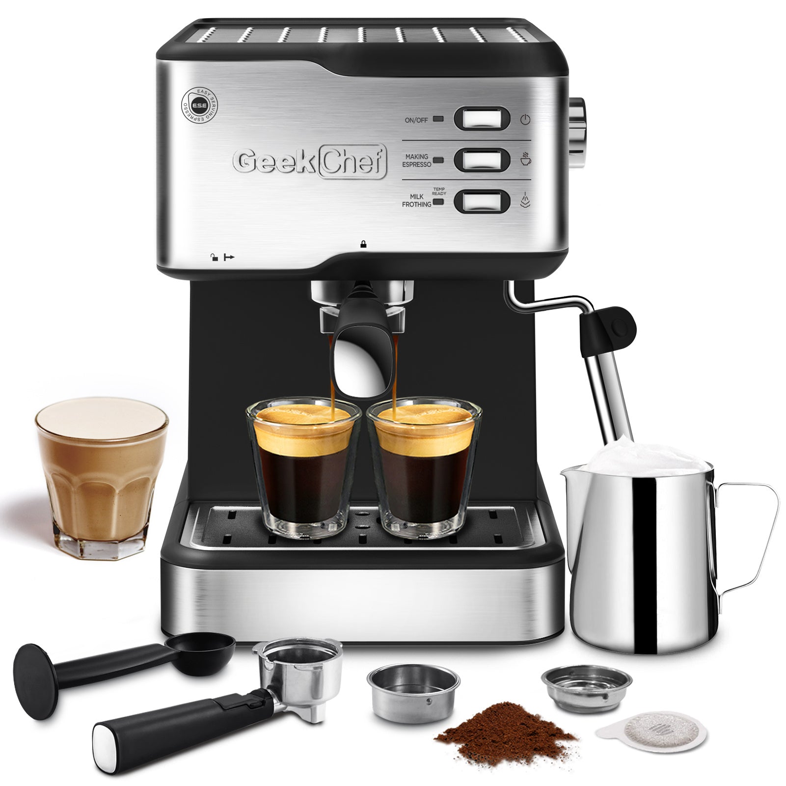 Indulge in Café-Quality Coffee with the Geek Chef Espresso Machine!