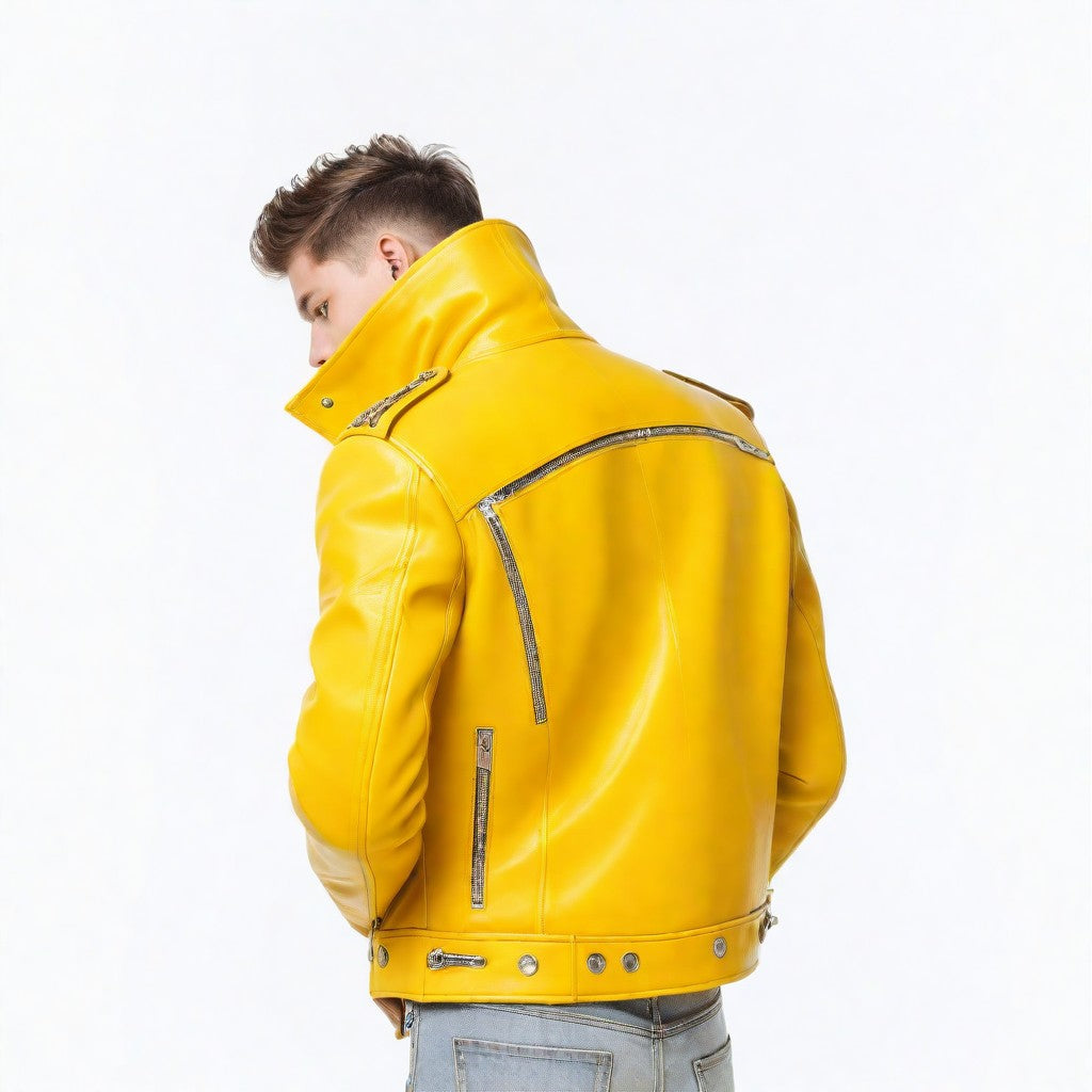 JINUS Yellow Leather Jacket