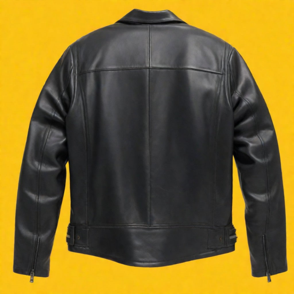JINUS Pure Black Leather Jacket with Multiple Zippers - Jinus Emporium