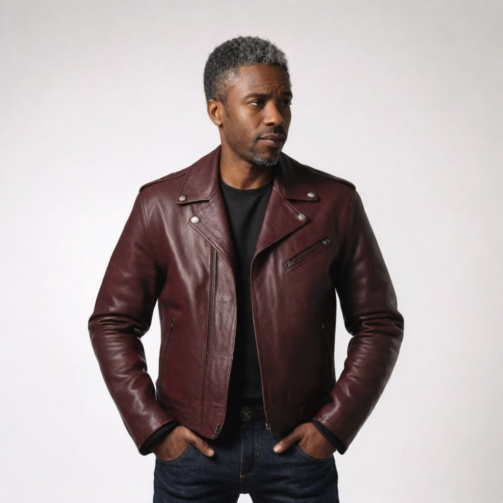 JINUS Maroon Leather Jacket